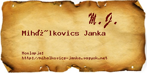 Mihálkovics Janka névjegykártya